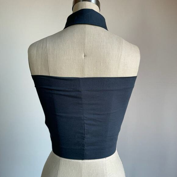 Vintage ROMEO GIGLI Blue Strapless Crop Top w/ Halter Neck - Picture 4 of 6